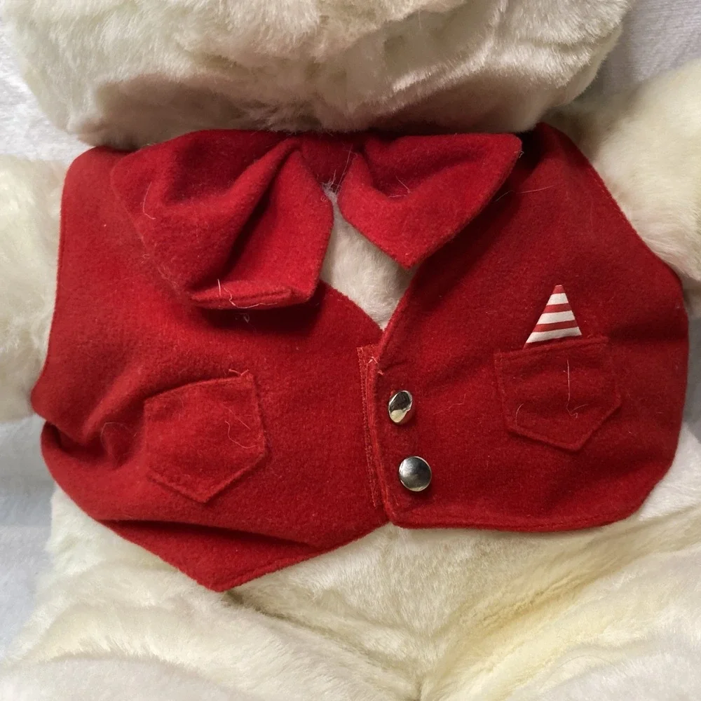 Snow Bear Collectible Plush Christmas Vest Bow Tie‎ Holiday Decor Vintage 1986
